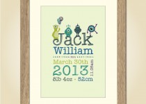 Birth-Announcement-Monster-A4-framed