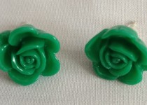 green-flower-earrings