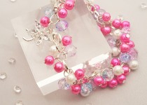 Hand-Beaded-Bracelet-with-Pink-and-Glass-Beads.-Rhinestone-Dragonfly-Charm1