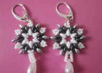Black and white snowflake earrings