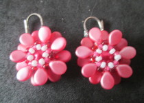 Rose-and-white-flower-earrings